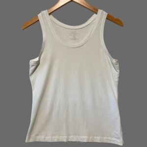 BANANA REPUBLIC Timeless White Cropped Racerback Cotton Modal Blend Tank NWOT